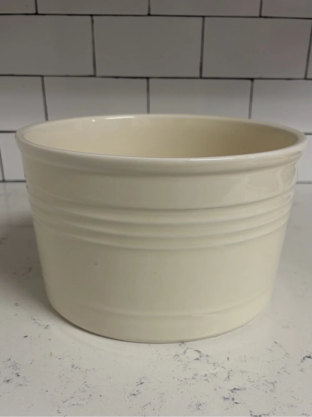Vintage Biltmore Glazed Stoneware Soufflé Bowl, Cream, 8.5 x 5.25 in (2 qt)